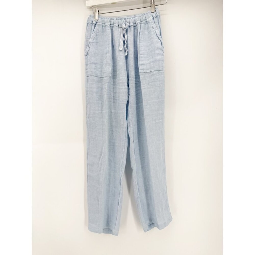 Sunday St. Tropez Commando Linen Pants Blue M - Picture 2 of 12